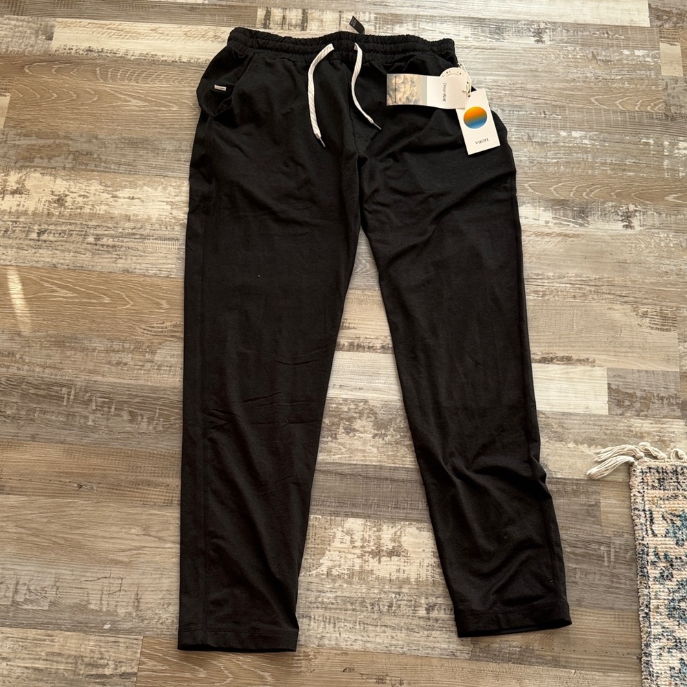 Vuori Jet Black Joggers with White Drawstring